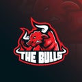 Bull mascot logo design vector with modern illustration concept style for badge, emblem and tshirt printing. angry bull Royalty Free Stock Photo