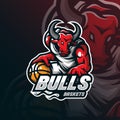 Bull mascot logo design vector with modern illustration concept style for badge, emblem and tshirt printing. bull illustration Royalty Free Stock Photo