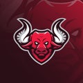 Bull mascot logo design vector with modern illustration concept style for badge, emblem and tshirt printing. head bull Royalty Free Stock Photo