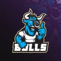 Bull mascot vector logo design with modern illustration concept style for badge, emblem and tshirt printing. friendly bull Royalty Free Stock Photo
