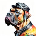 Bull mastiff bulldog dog leather jacket determination portrait