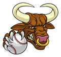 Bull Minotaur Longhorn Cow Baseball Mascot Cartoon