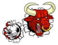 Bull Minotaur Longhorn Cow Soccer Mascot Cartoon