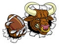 Bull Minotaur Longhorn Cow Football Mascot Cartoon