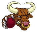 Bull Minotaur Longhorn Cow Cricket Mascot Cartoon