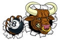 Bull Minotaur Longhorn Cow Pool Mascot Cartoon