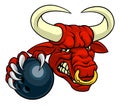 Bull Minotaur Longhorn Cow Bowling Mascot Cartoon