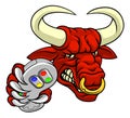 Bull Minotaur Longhorn Cow Gamer Mascot Cartoon