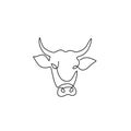 Bull one line continuous line art drawing vector illustration isolated on white background. Luxury head buffalo for multinational Royalty Free Stock Photo