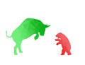 Bull overcome bear in the Market Royalty Free Stock Photo