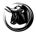 Bull profile portrait raster illustartion Royalty Free Stock Photo