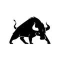 bull ready to fight black and white Royalty Free Stock Photo
