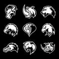 Bull, rhino, wolf, eagle, cobra, alligator, panther, boar head isolated vector logo concept.