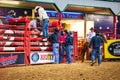 Bull riding competition in the Stockyards Championship Rodeo