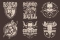 Bull rodeo monochrome set stickers Royalty Free Stock Photo
