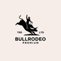 Bull rodeo vintage logo icon illustration Premium Royalty Free Stock Photo