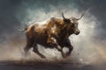 Bull run. Generate Ai Royalty Free Stock Photo