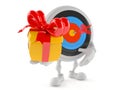 Bull`s eye character holding gift Royalty Free Stock Photo