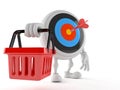 Bull`s eye character holding shopping basket Royalty Free Stock Photo