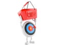 Bull`s eye character holding shopping basket Royalty Free Stock Photo