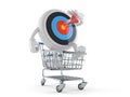 Bull`s eye character inside shopping cart