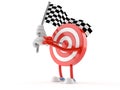 Bull`s eye character with racing flag