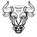 Bull`s head illustration cartoon drawing coloring
