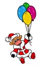 Bull santa claus flight balloons christmas animal cartoon