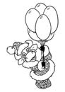 Bull santa claus flight balloons christmas animal character cartoon coloring page