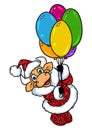 Bull santa claus flight balloons christmas animal character cartoon Royalty Free Stock Photo