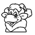 Bull santa claus portrait christmas animal character cartoon coloring page