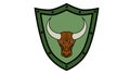 Bull, severe bull logo, version in brown on a background of a shield Royalty Free Stock Photo