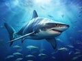 Ai Generated illustration Wildlife Concept of Bull shark and fish