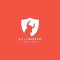 Bull shield logo design . bull head in the shield Royalty Free Stock Photo
