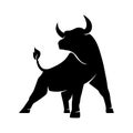 Bull silhouette , monochrome logo, symbol of the year in the Chinese zodiac calendar. Vector illustration of a standing horned ox Royalty Free Stock Photo
