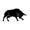 Bull silhouette ready to attack logo on transparent background Royalty Free Stock Photo