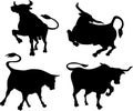 Bull silhouettes Royalty Free Stock Photo