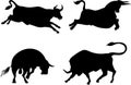 Bull silhouettes Royalty Free Stock Photo