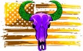 Bull skull american flag. Buffalo head vector illustration