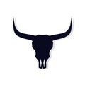 Bull skull black icon. Buffalo head with shadow vector illustration