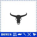 Bull skull icon flat