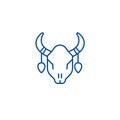 Bull skull line icon concept. Bull skull flat vector symbol, sign, outline illustration.