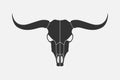 Bull skull with long horns graphic icon