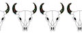 Bull skull seamless vector pattern. Cow skull repeating horizontal pattern line art Shull wv.ith gold foil star texture