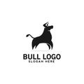 bull stand logo illustration design simple modern vector template silhouette