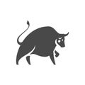 Bull standing hooves tail angry attack cattle wild mammal animal monochrome icon vector Royalty Free Stock Photo