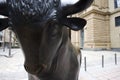 Bull statue in front of the Stock Exchange Building in Frankfurt