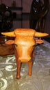 A bull statue made of wood Royalty Free Stock Photo