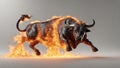 bull on the street A flaming bull that rages with fire Royalty Free Stock Photo