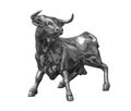 Silver Resin Bull Figurine.